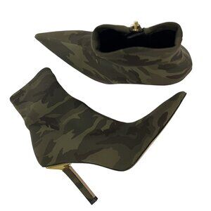 Good American Kickstand Ankle Boots Size 9 Neoprene Camouflage Zip Up Pointy Toe